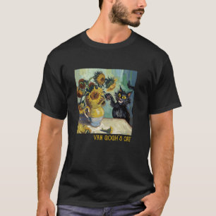 Camiseta O Gato Preto Com Girassóis Pintura Arte Van Gogh