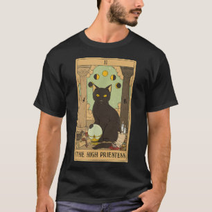 Camiseta O Gato Preto Preto Do Tarot Card Alto, M Místico