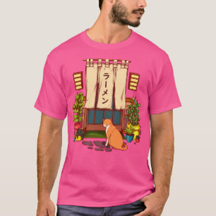 Camiseta O Gato Vermelho E O Compro Japonês Ramen