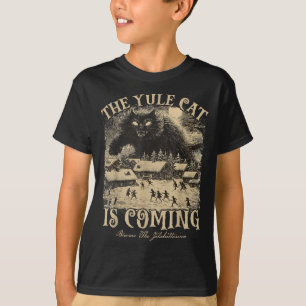 Camiseta O Gato Yule Está Chegando Mãe do Gato de Natal Isl