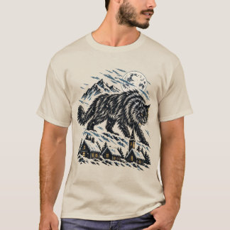 Camiseta O Gato Yule Folclore Islandês Xilogravura