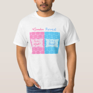 Camiseta O género azul cor-de-rosa do bebê do damasco