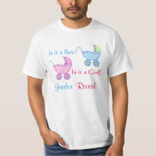 Camiseta O género azul do rosa do carrinho de bebê revela
