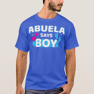 Camiseta O gênero revela a abuela diz que o menino que corr