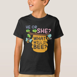 Camiseta O género revela o que ele abelha ele ou ela menin