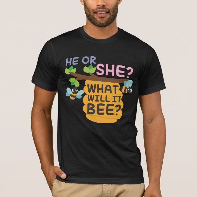 Camiseta O género revela o que ele abelha ele ou ela menina (Frente)