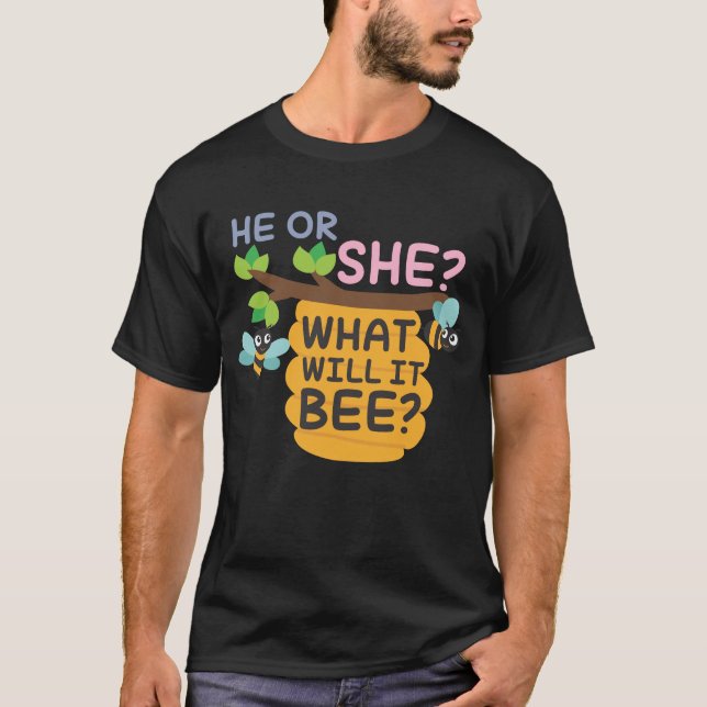 Camiseta O género revela o que ele abelha ele ou ela menina (Frente)
