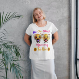 Camiseta O gênero revela que ele ou ela Mamãe para ser bran