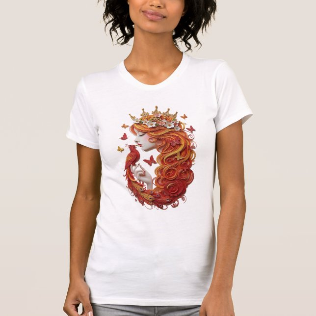 Camiseta O "Gilded Phoenix & Bloom" Premium 3D Paper Quil (Frente)