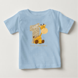 Camiseta O girafa do bebê e numera um personalizado