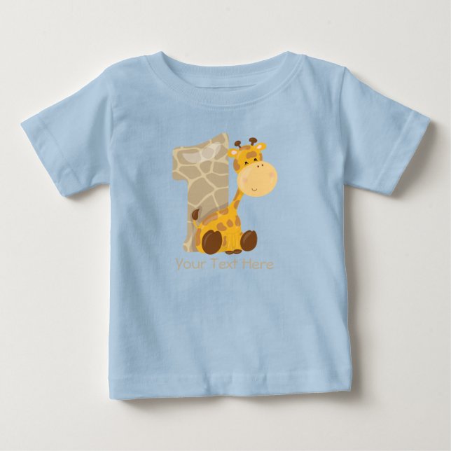 Camiseta O girafa do bebê e numera um | personalizado (Frente)