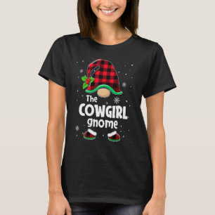 Camiseta O Gnomo Cowgirl Buffalo Plaid Natal Correspondente