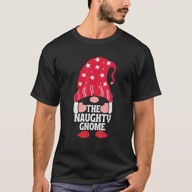 Camiseta O Gnomo Travesso Roupas de Natal Combinando para F (Frente)