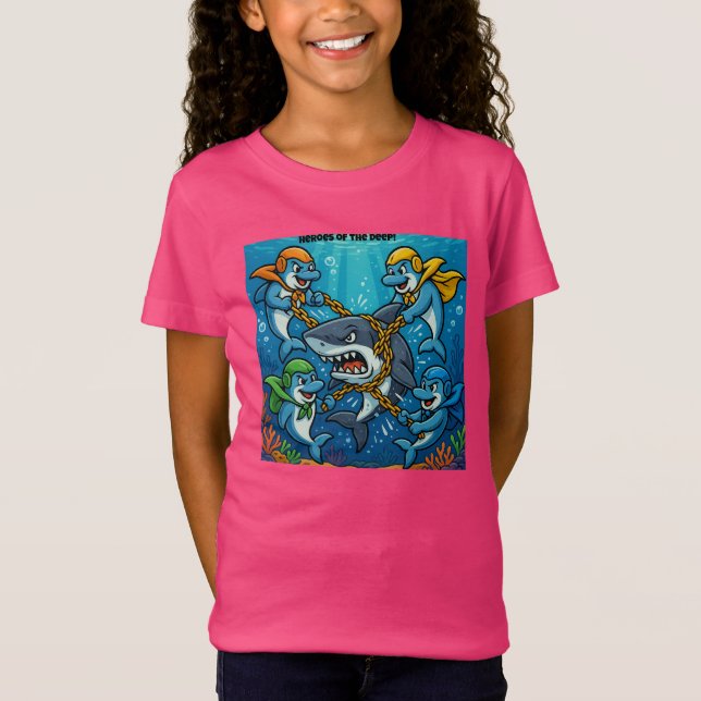 Camiseta O GOLFINHO GUARDIANO BATEU! — Heróis da Profunda (Frente)