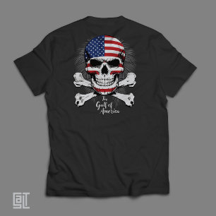 Camiseta O Golfo Clássico do Crânio Americano e Crossbones