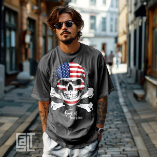 Camiseta O Golfo Clássico do Crânio Americano e Crossbones