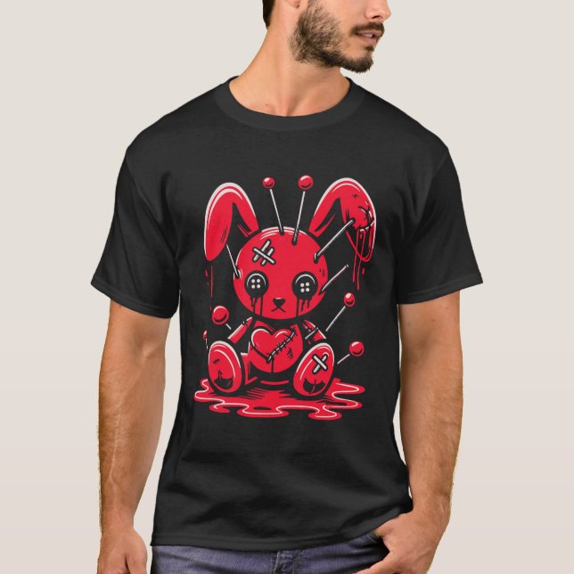 Camiseta O Gótico de Coelho Coelho Coelho Molhado Anime Kaw (Frente)