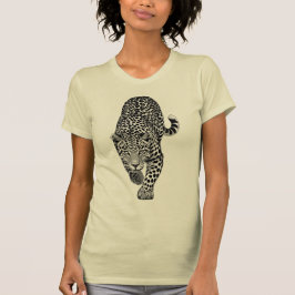 Camiseta O Gráfico Selvagem de Leopardo Caçando Presa na Mo