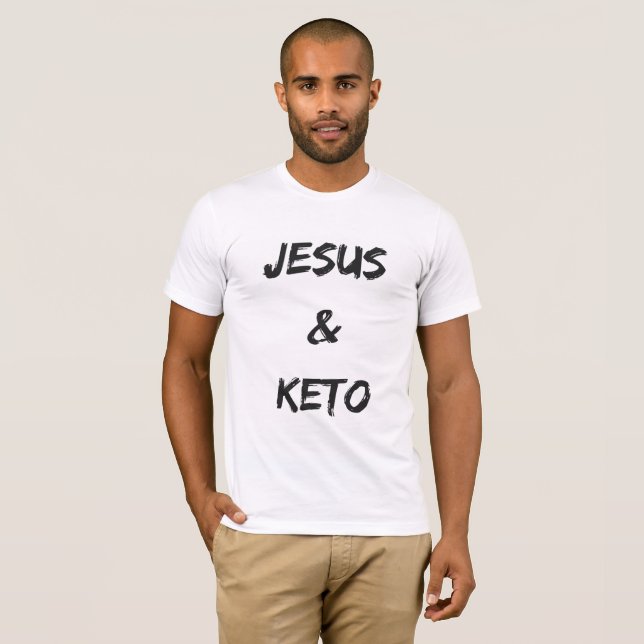 Camiseta O gráfico T dos homens de Jesus e de Keto (Frente Completa)