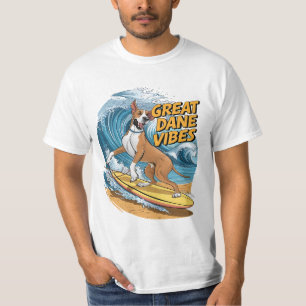 Camiseta O Grande Dane Pooch surfador