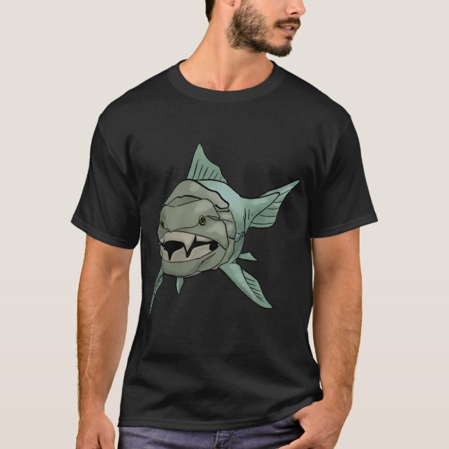 Camiseta O Grande e Velho Sorriso do Dunkleosteus (Frente)