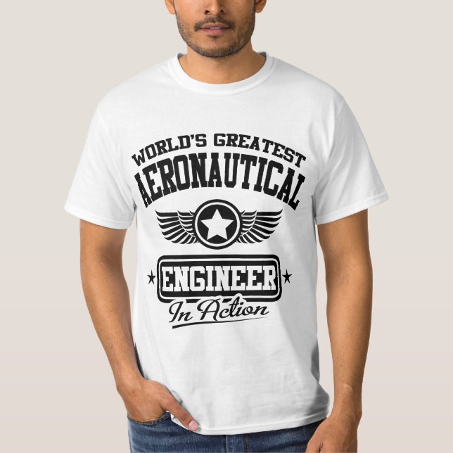 Camiseta O grande engenheiro aeronáutico do mundo na ação (Frente)
