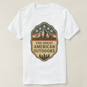 Camiseta O Grande Símbolo Vintage do Ar Livre Americano