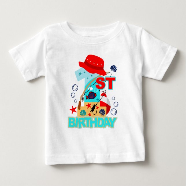 Camiseta O Grande Um O-fish-ally Um | Primeiro Aniversário (Frente)