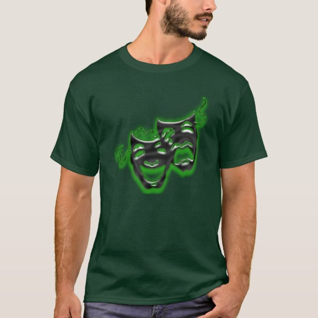 Camiseta O grande verde de néon mascara a Capa longa T (Frente)