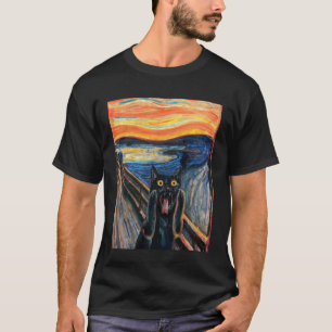 Camiseta O Grito Gato Preto por Munch Edvard Pintura Famosa