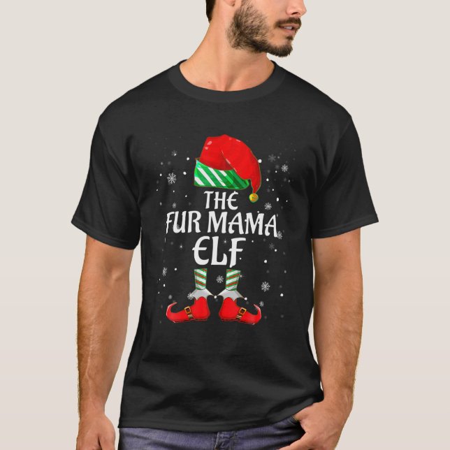 Camiseta O Grupo De Natal Da Família Peles Mama Elf T (Frente)
