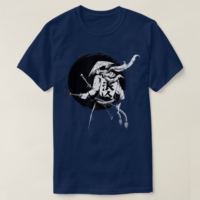 Camiseta O guerreiro fantasma Samurai Anime Manga Bushido  (Frente do Design)