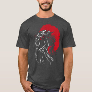 Camiseta O guerreiro fantasma Samurai Mask Samurai Swords B