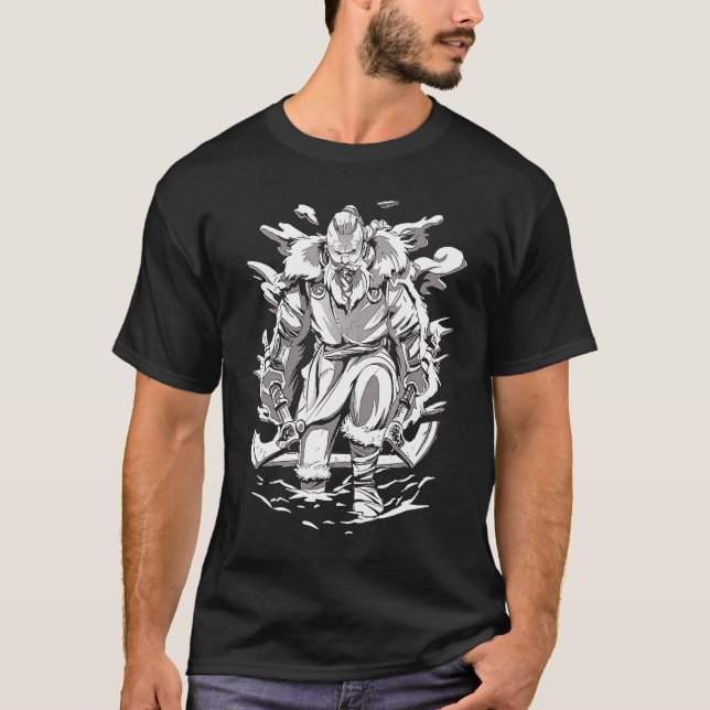 Camiseta O Guerreiro Valhalla Viking Vê-Te Em Valhalla (Frente)