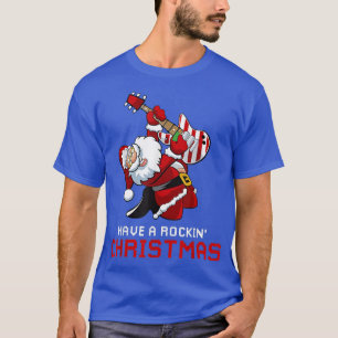 Camiseta O guitarrista do Papai Noel tem um Natal