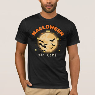 Camiseta O Halloween Chegou Retro Lua Cheia Morcegos Camis