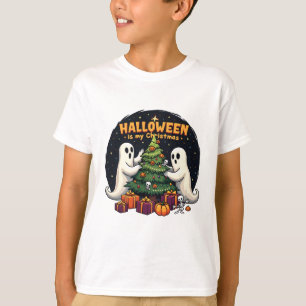 Camiseta O Halloween é meu Papai noel de Natal Engraçado Gh
