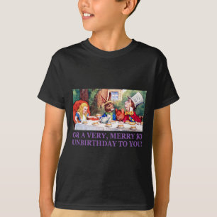 CAMISETA O HATTER LOUCO DESEJA A ALICE UM UNBIRTHDAY MUITO