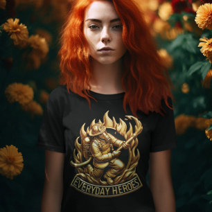 Camiseta O Heroico Bombeiro: Pronto para Combater as Chamas