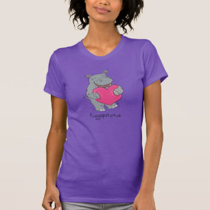 Camiseta O hipopótamo abraça o roxo do Tshirt das mulheres