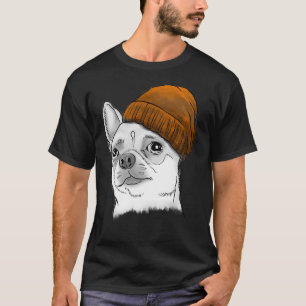 Camiseta O Hipster Chihuahua B& W Chihuahua Vestindo