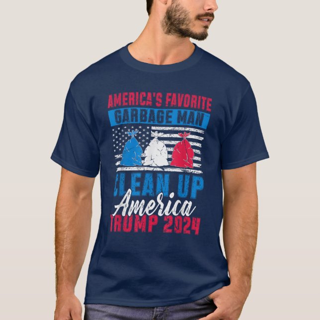 Camiseta O Homem de Lixo Favorito da América Limpa a Améric (Frente)