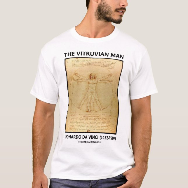 Camiseta O homem de Vitruvian (Leonardo da Vinci) (Frente)