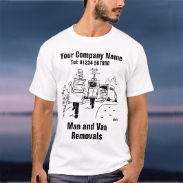 Camiseta O Homem e Van Removais Cartoon para Personalizar