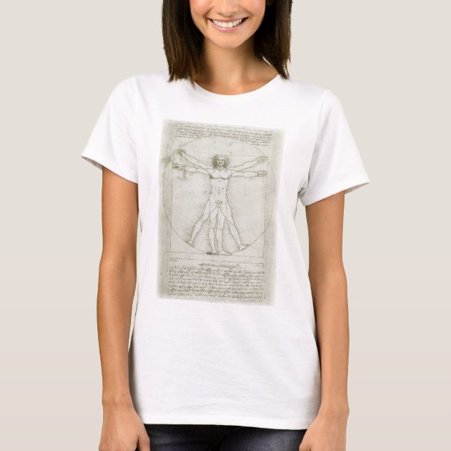 Camiseta O Homem Vitruviano de Leonardo da Vinci (Frente)