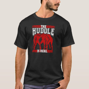 Camiseta O Huddle é real para um jogador de futebol america