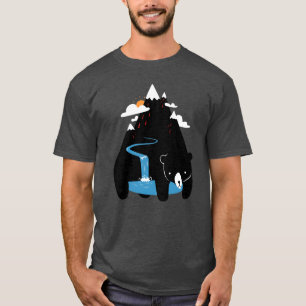 Camiseta O Ilustrador do Urso da Montanha Amigo Animal Engr