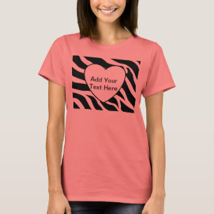 Camiseta O impressão da zebra listra o coração branco