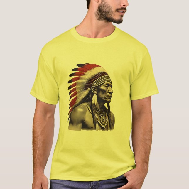 Camiseta O Indígenas Vermelho Indiano Nativo Norte-American (Frente)