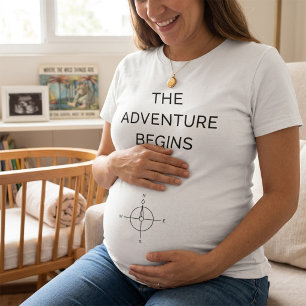 Camiseta O Início da Aventura Anúncio de Novo Bebê Fofo